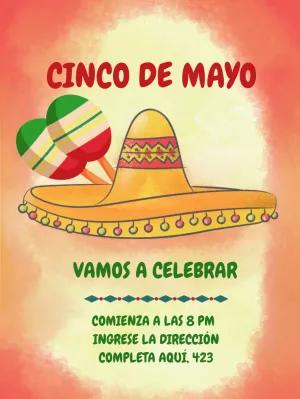 Convite Festa Mexicana com Sombrero e Maracas para Editar Online