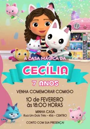 Convite A Casa Mágica da Gabby e Pandy Paws para Editar