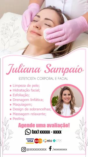 Cartão de Visita Digital para Esteticista: Edite Online