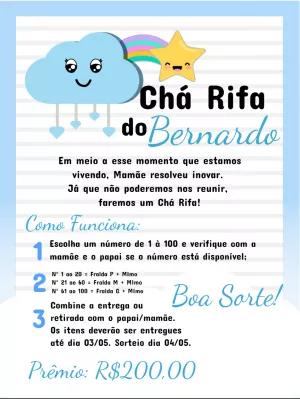 Convite Chá Rifa Chuva de Amor para Editar Online