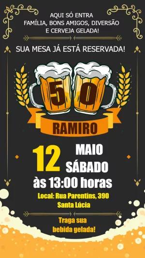 Convite Aniversário Boteco com Chopp para Editar e Imprimir