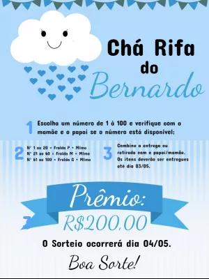 Convite Chá Rifa Chuva de Amor para Editar Online