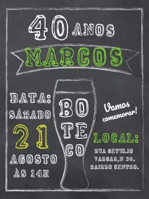 Convite de Aniversário Boteco Chalkboard para Editar Online