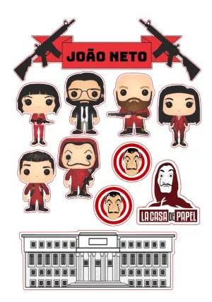 Topo de Bolo La Casa de Papel com Personagens para Editar