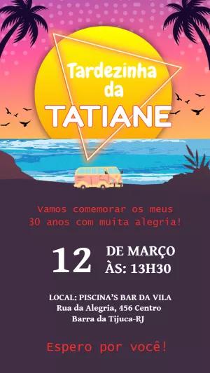 Convite de Aniversário Tardezinha Tropical para Editar Online