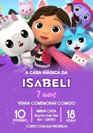 Convite Aniversário A Casa Mágica da Gabby para Editar Online
