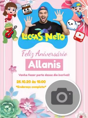 Convite de Aniversário Luccas Neto com Foto para Editar Online