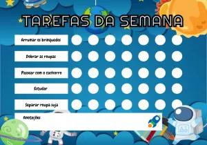 Quadro de Tarefas Astronauta Editável para Imprimir Online
