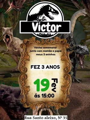 Convite Aniversário Dinossauro Jurássico para Editar Online