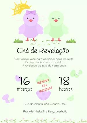 Convite Chá Revelação Patinhos para Editar Online