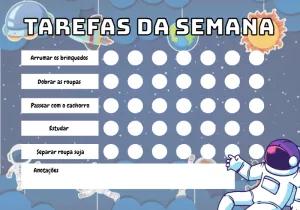 Quadro de Tarefas Astronauta Infantil para Editar e Imprimir