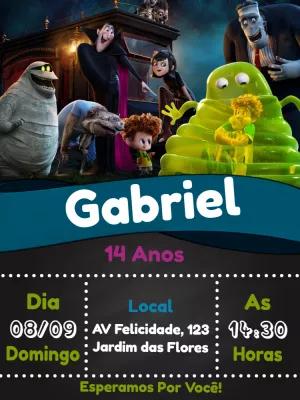 Convite Aniversário Hotel Transylvania com Personagens para Editar