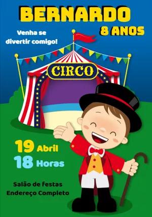 Convite Aniversário Circo Menino para Editar Online