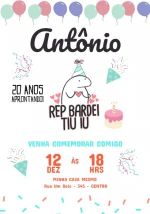 Convite Aniversário Flork Meme Divertido para Editar Online