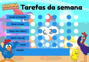 Quadro de Tarefas Galinha Pintadinha para Editar Online e Imprimir