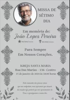 Convite Missa de Sétimo Dia com Foto para Editar Online
