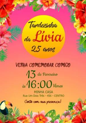 Convite Aniversário Tardezinha Tropical para Editar Online