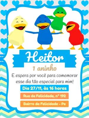 Convite de Aniversário Patinhos Coloridos para Editar Online