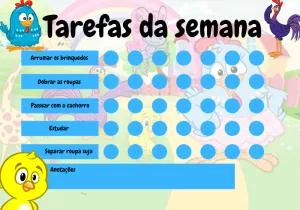 Quadro de Tarefas da Galinha e Turma para Editar e Imprimir