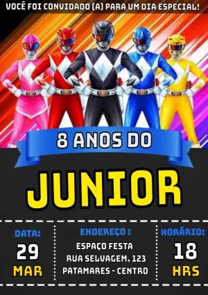 Convite de Aniversário Power Rangers para Editar Online