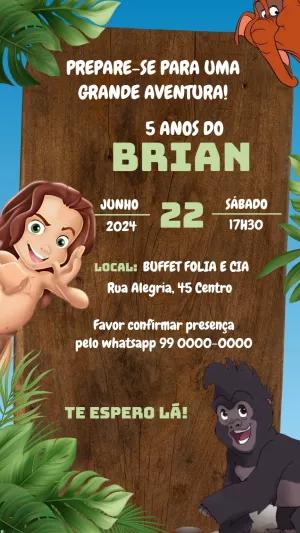 Convite de Aniversário Tarzan para Editar Online
