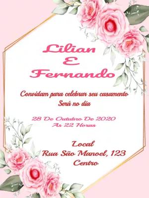 Convite de Casamento Floral com Rosas para Editar Online