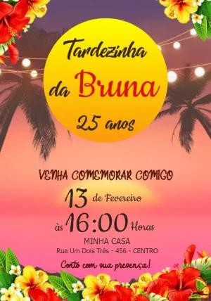 Convite de Aniversário Tardezinha Tropical para Editar Online