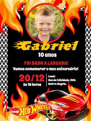 Convite de Aniversário Hot Wheels com Foto para Editar Online