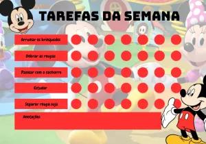 Quadro de Tarefas Mickey Mouse Editável para Imprimir