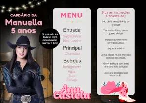Menu Triangular Aniversário Cantora Sertaneja para Editar