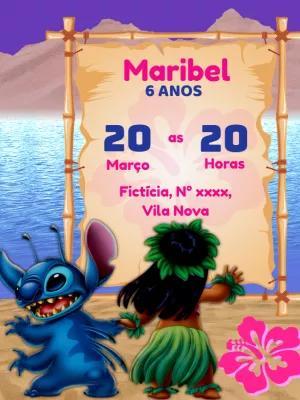 Convite de Aniversário Lilo & Stitch para Editar Online