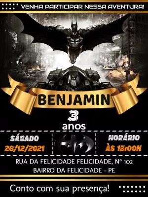Convite de Aniversário Batman Editável Online para Imprimir
