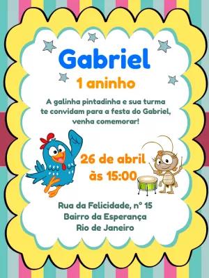 Convite de Aniversário Galinha Pintadinha Editável Online