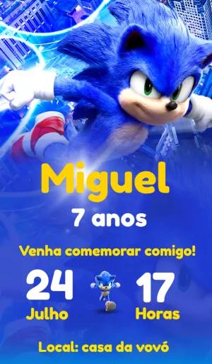 Convite de Aniversário Sonic Editável Online para Imprimir