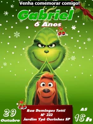 Convite de Aniversário do Grinch para Editar e Enviar Online
