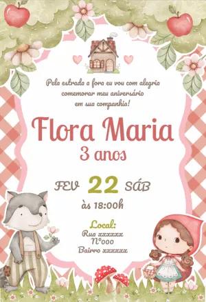 Convite Aniversário Chapéuzinho Vermelho para Editar Online