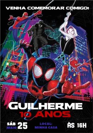 Convite de Aniversário Homem Aranha Aranhaverso para Editar