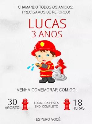 Convite Aniversário Bombeiro para Editar Online