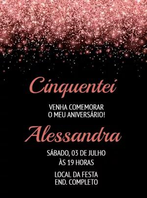 Convite de Aniversário Adulto Glitter Rosê para Editar Online