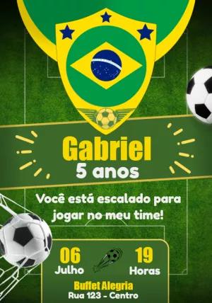Convite Aniversário Futebol Brasil para Editar Online