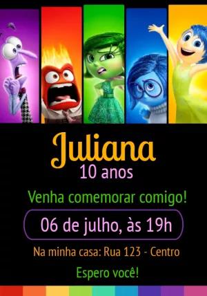 Convite Aniversário Divertidamente com Personagens para Editar