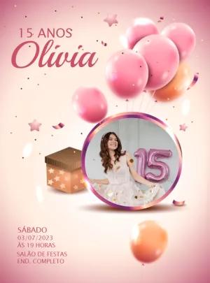 Convite 15 Anos com Foto Moderno para Editar Online