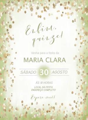 Convite de 15 Anos Glitter Dourado para Editar Online