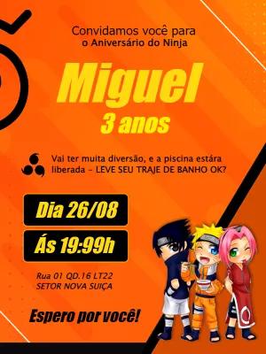 Convite Aniversário Naruto Chibi para Editar Online
