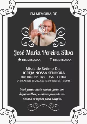 Convite de Missa de Sétimo Dia com Foto para Editar Online