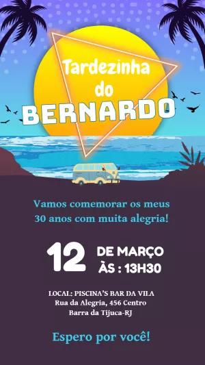 Convite de Aniversário Tardezinha na Praia para Editar Online