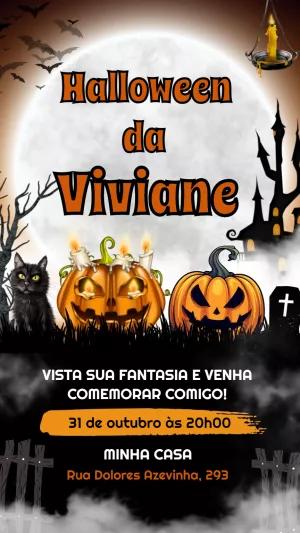 Convite de Aniversário Halloween Assustador para Editar Online