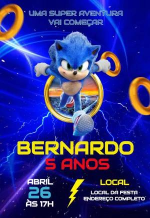 Convite de Aniversário Sonic do Filme para Editar Online