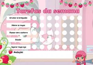 Quadro de Tarefas Moranguinho para Editar Online