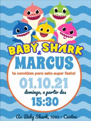 Convite de Aniversário Baby Shark para Editar Online